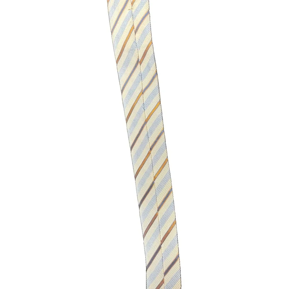 Vtg Prada Silk Repp Tie Blue Cream Striped Made in Italy Designer 3.75